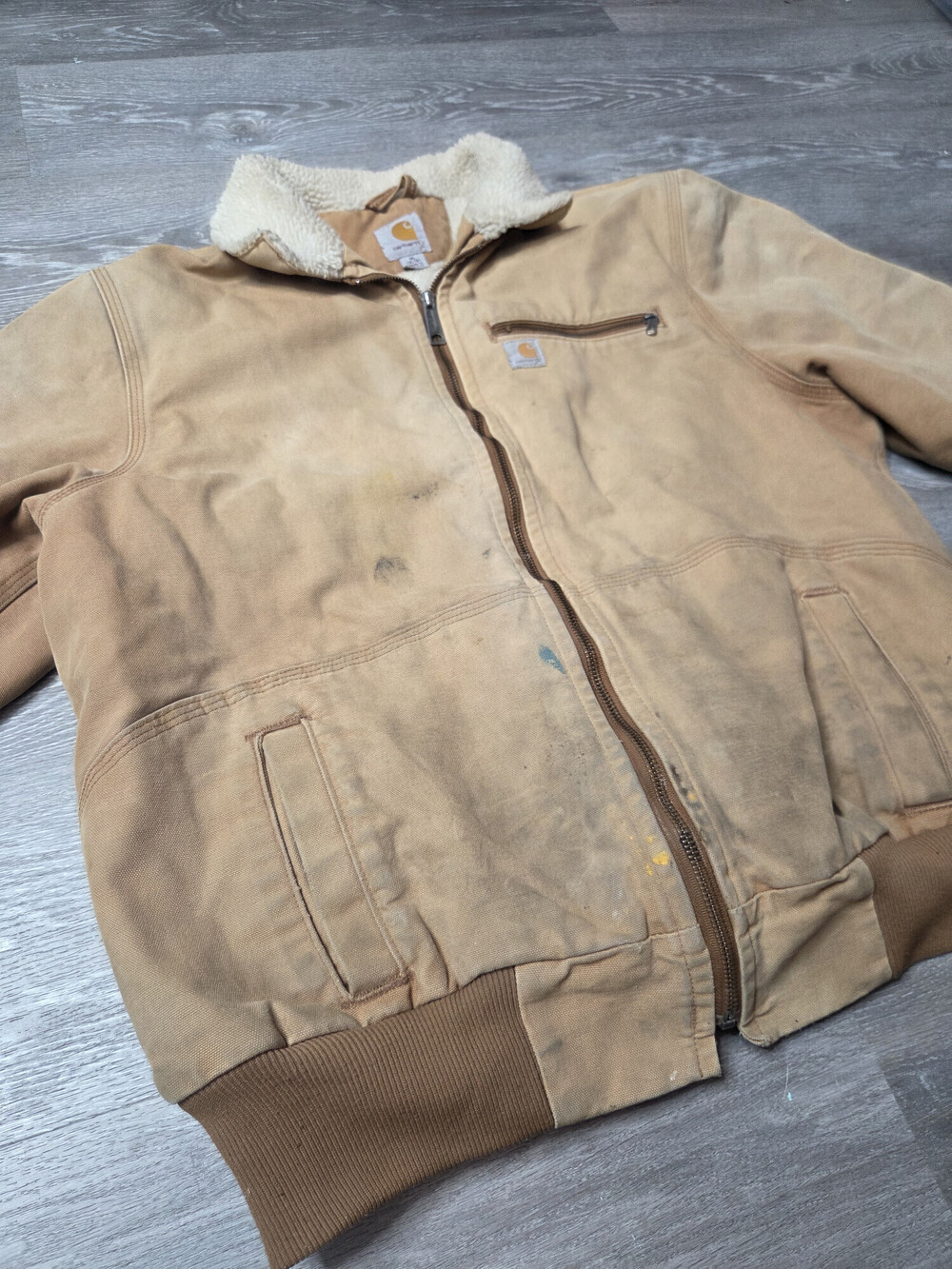 Carhartt Wildwood Womens XL Sherpa Lined Canvas Work Jacket Tan Brown - Picture 13 of 13